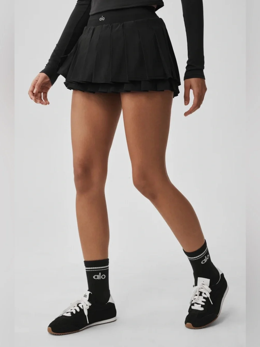 Alo Double Or Nothing Tennis Skirt Black Size Small NWT